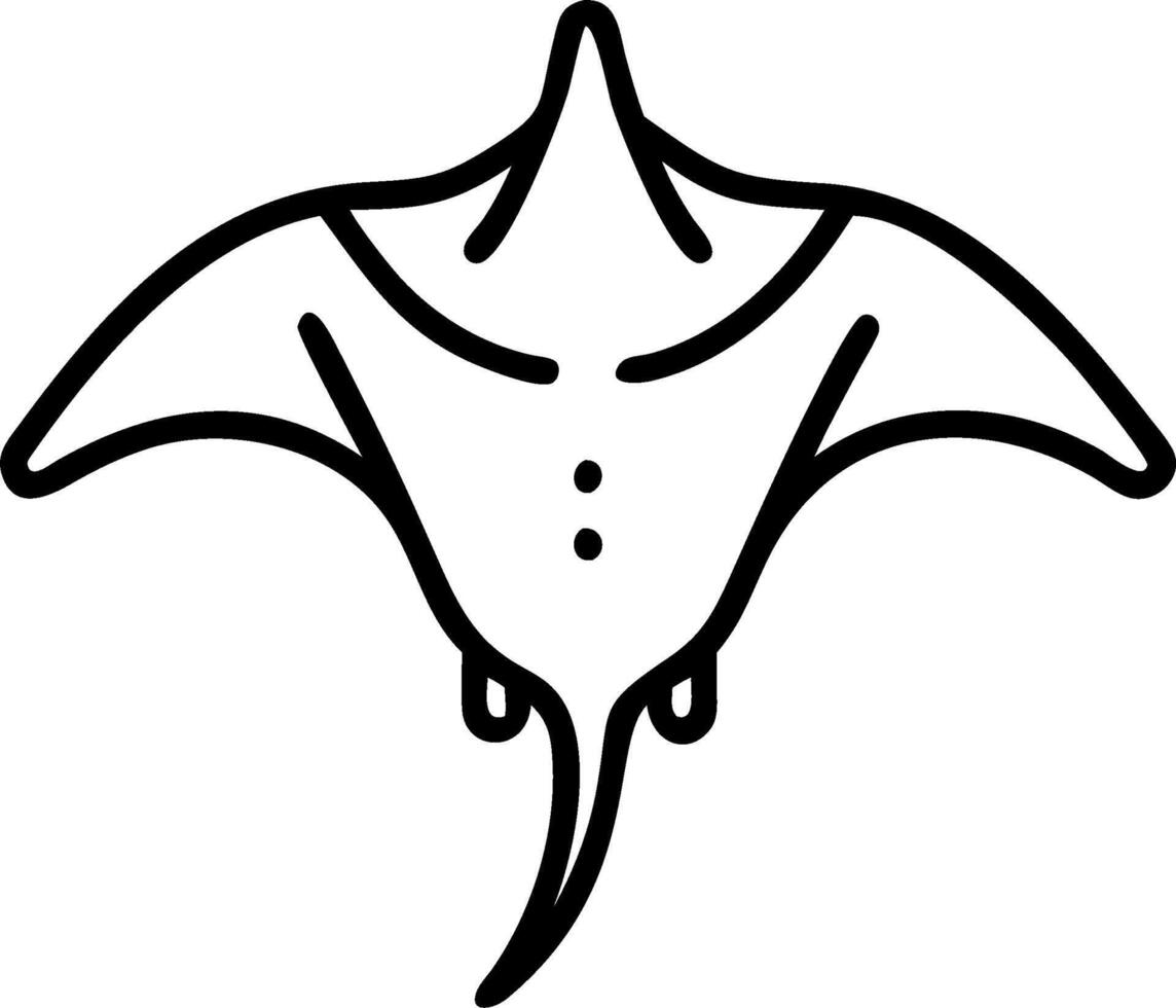 A black and white outline of a sting ray vector