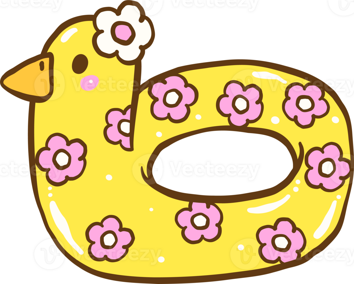 Groovy Summer Cute Yellow Duck Float with Floral Design png