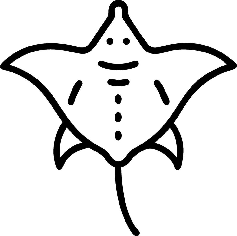 A black and white illustration of a stingray vector