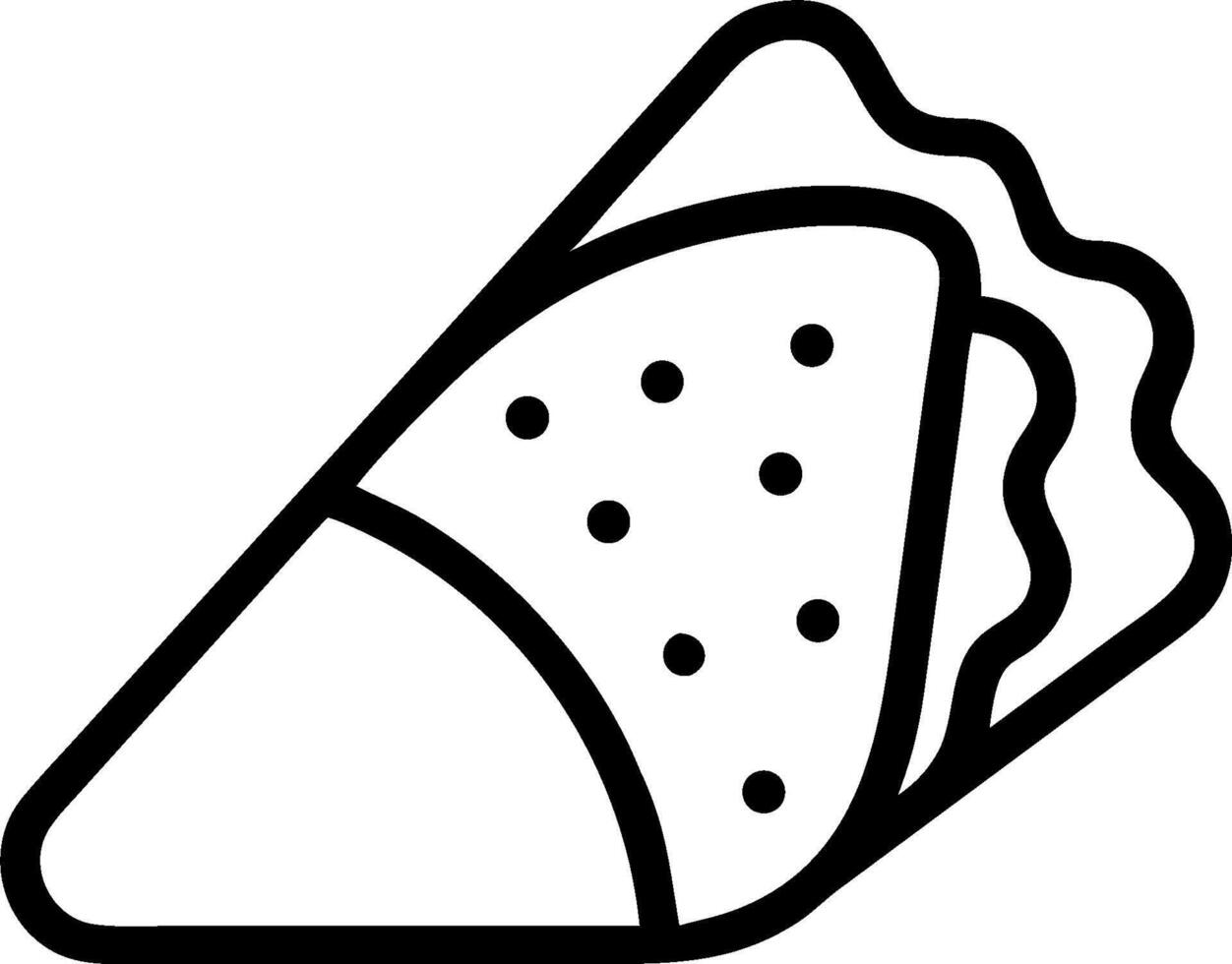 A black and white drawing of a taco vector