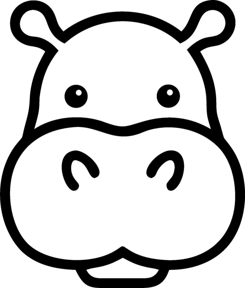 Hippo face illustration coloring pages vector