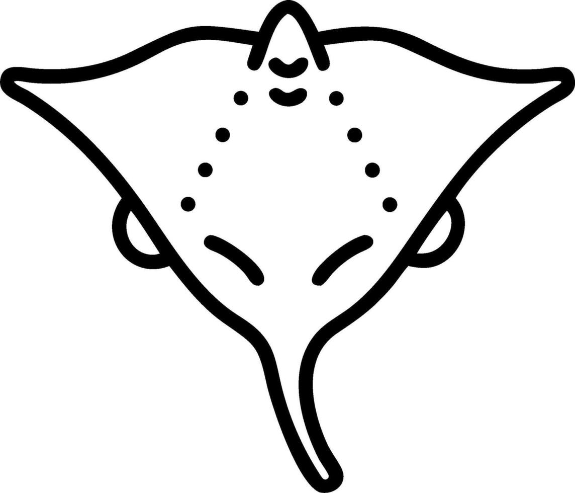 A black and white illustration of a sting ray vector