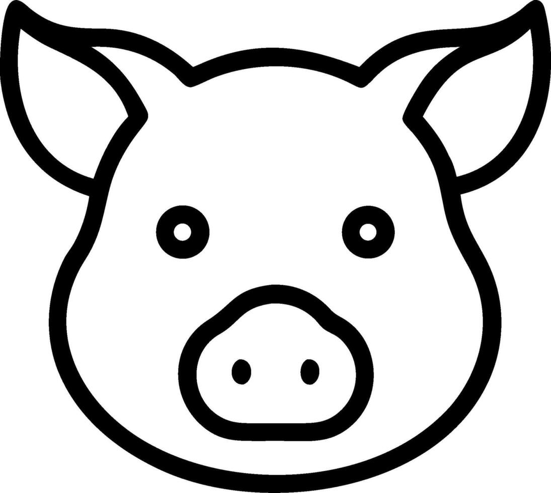 A pig head outline illustration a white background vector