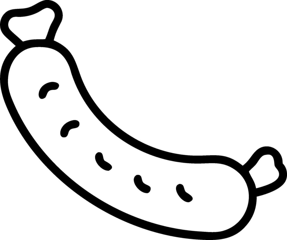 A sausage is drawn in black and white vector