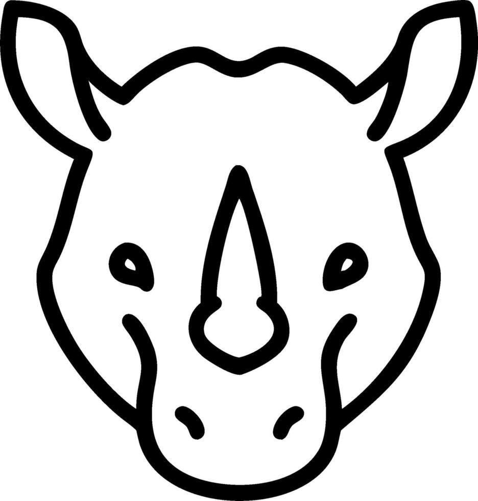 A rhino head is shown in a line drawing vector