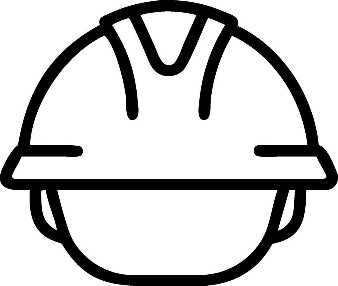 A black and white drawing of a hard hat vector