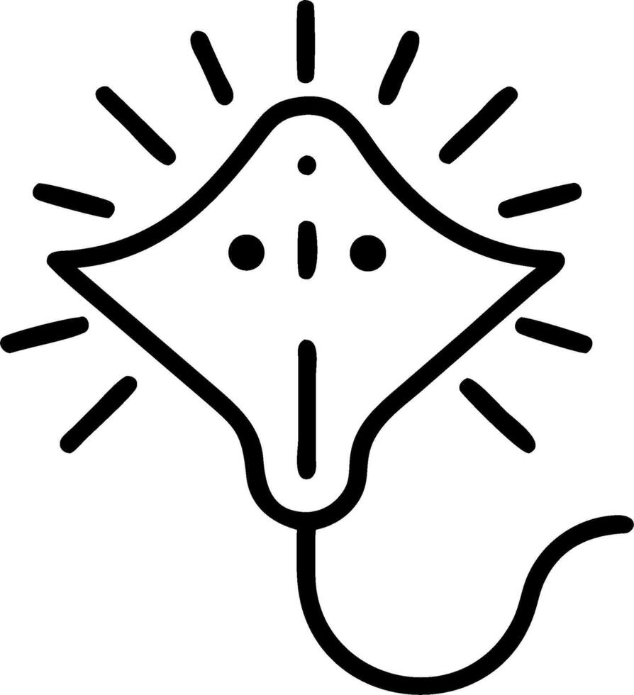 A black and white illustration icon of a stingray vector