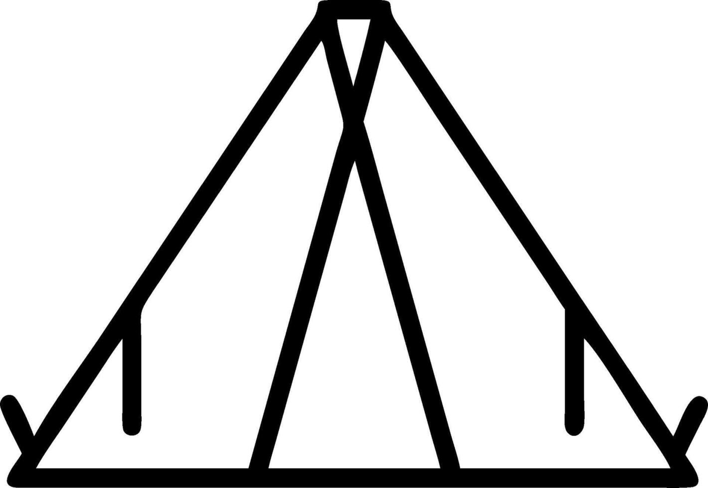 A tent with a black outline on a white background vector