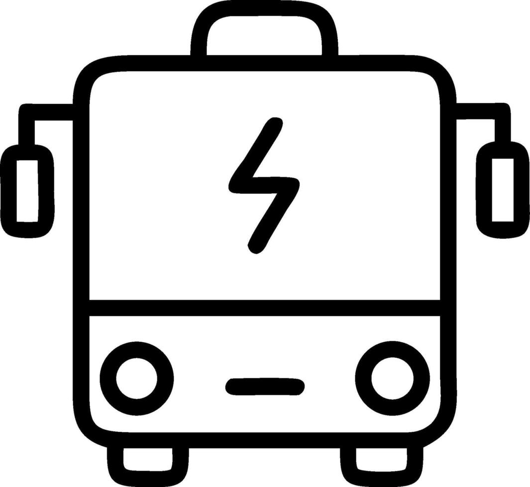 A black and white bus icon with a lightning bolt vector