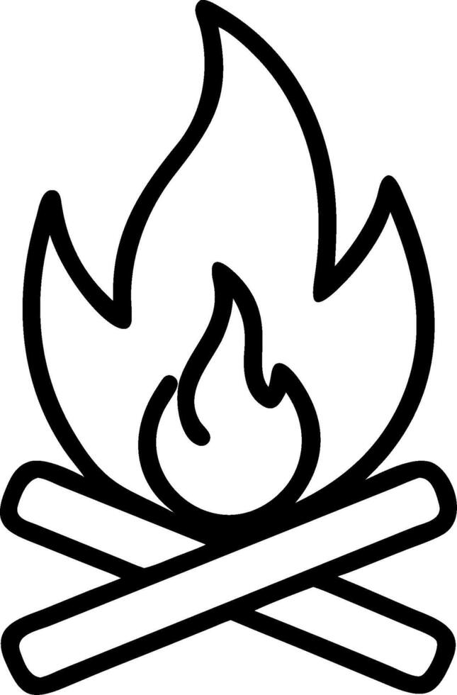 A black and white illustration of a campfire vector