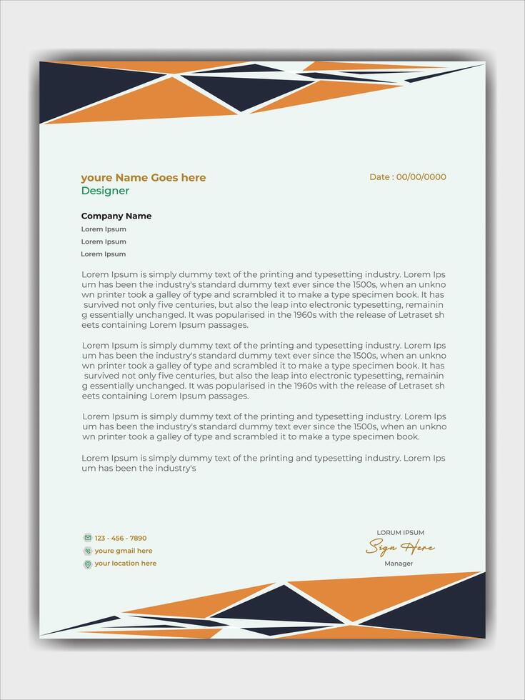Simple and Stylish Letterhead Template Fully Editable. vector
