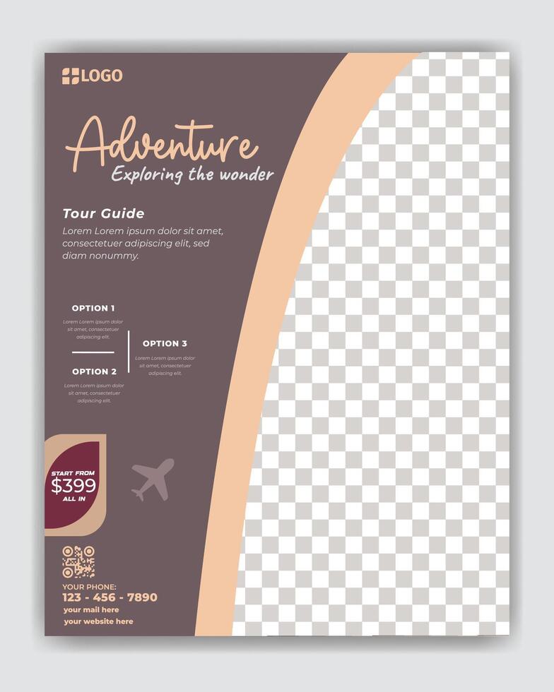 Adventure Awaits Travel Promotion Flyer Design. vector