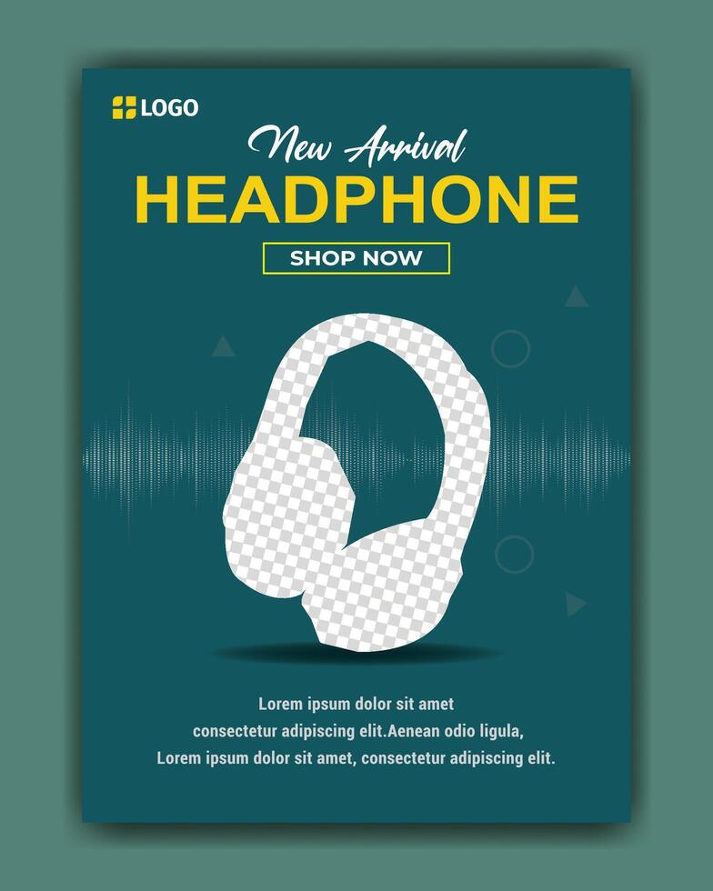 Minimal Headphone Product Promotion Layout for Social Media Flyer. vector