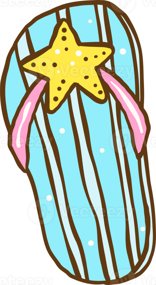 Groovy Summer Thing Flip Flop with Starfish Design Hand Drawn png