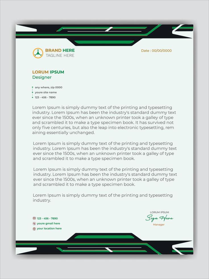 IT Company Letterhead Template Tech Style Layout. vector
