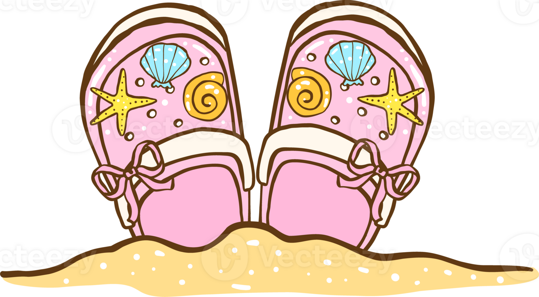 Summer nurse Thing Pink Clog Shoes in Sand Hand Drawn png