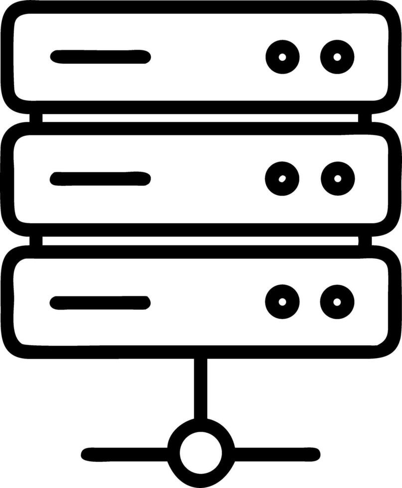 A black and white illustration of a server rack vector