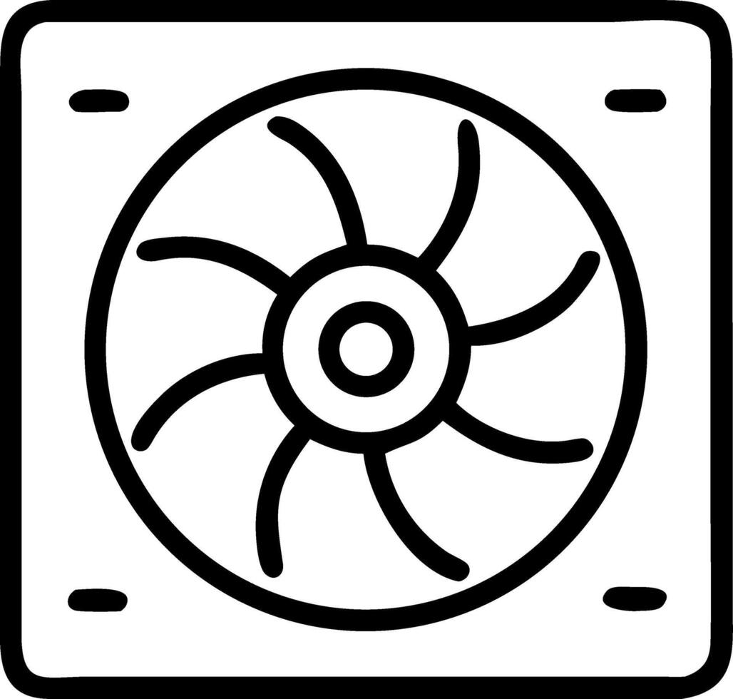 A black and white image of a fan vector