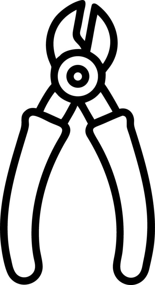 Illustration of wire cutters with black outline and white fill on a white background tool image vector