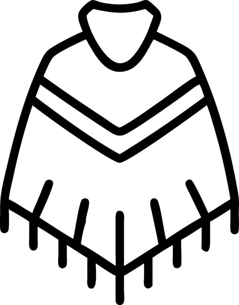 A black and white outline of a poncho vector