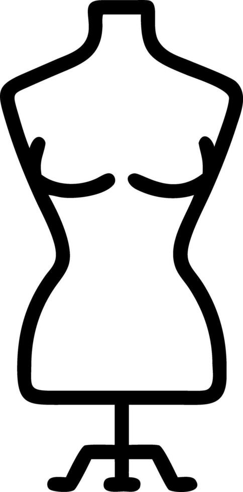 Outline drawing of a dress form mannequin with a stand for fashion design and sewing projects use case vector