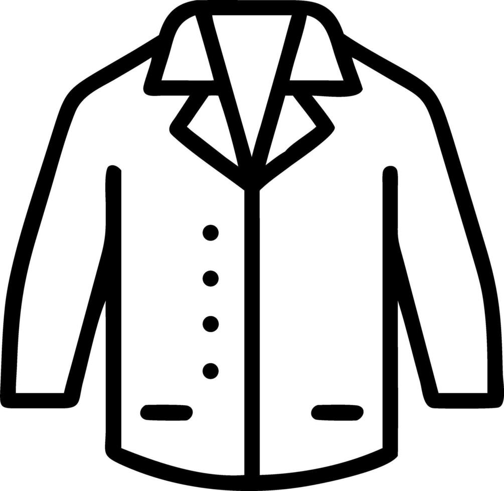 Illustration of a black outline of a blazer with buttons and pockets on a white background design style vector
