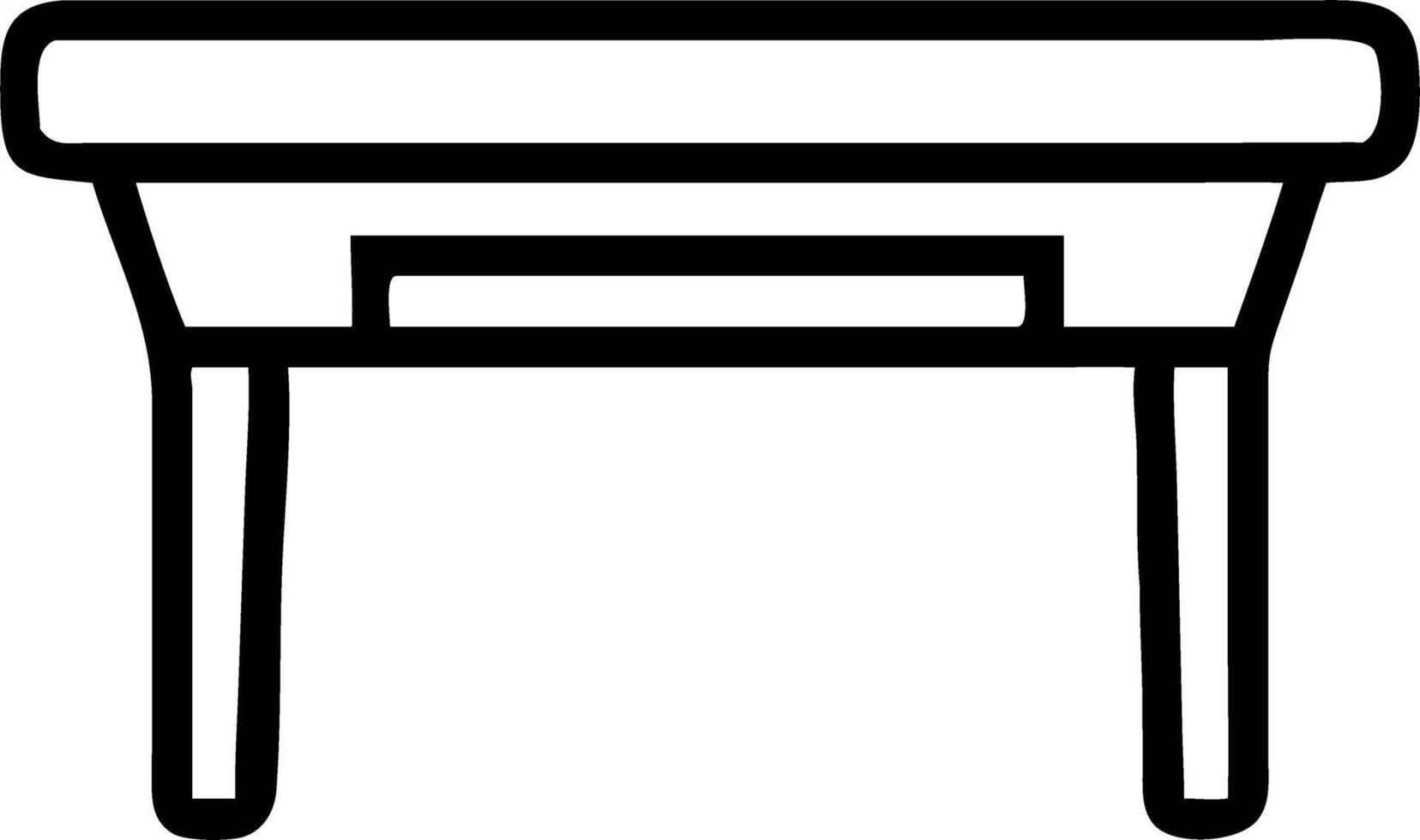Illustration of a simple desk with a drawer and four legs in a minimalist outline style design format vector