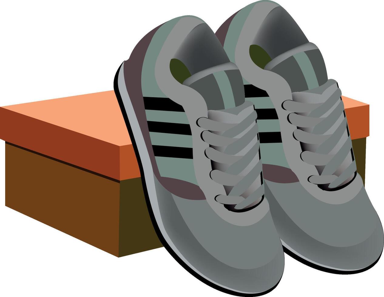 A pair of grey sneakers on a box vector