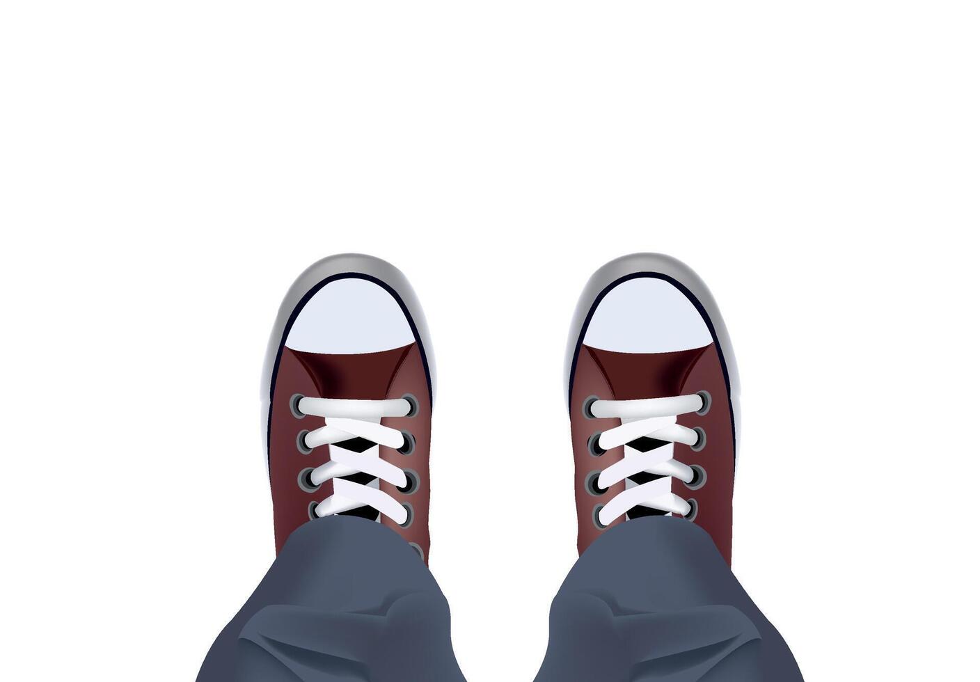 A pair of shoes with white laces on a white background vector