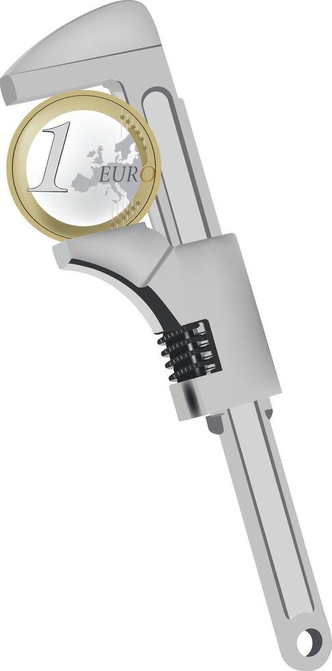 A wrench with a coin on it vector