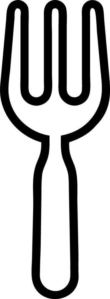 Illustration of a simple black outline of a fork with three tines on a plain white background image vector