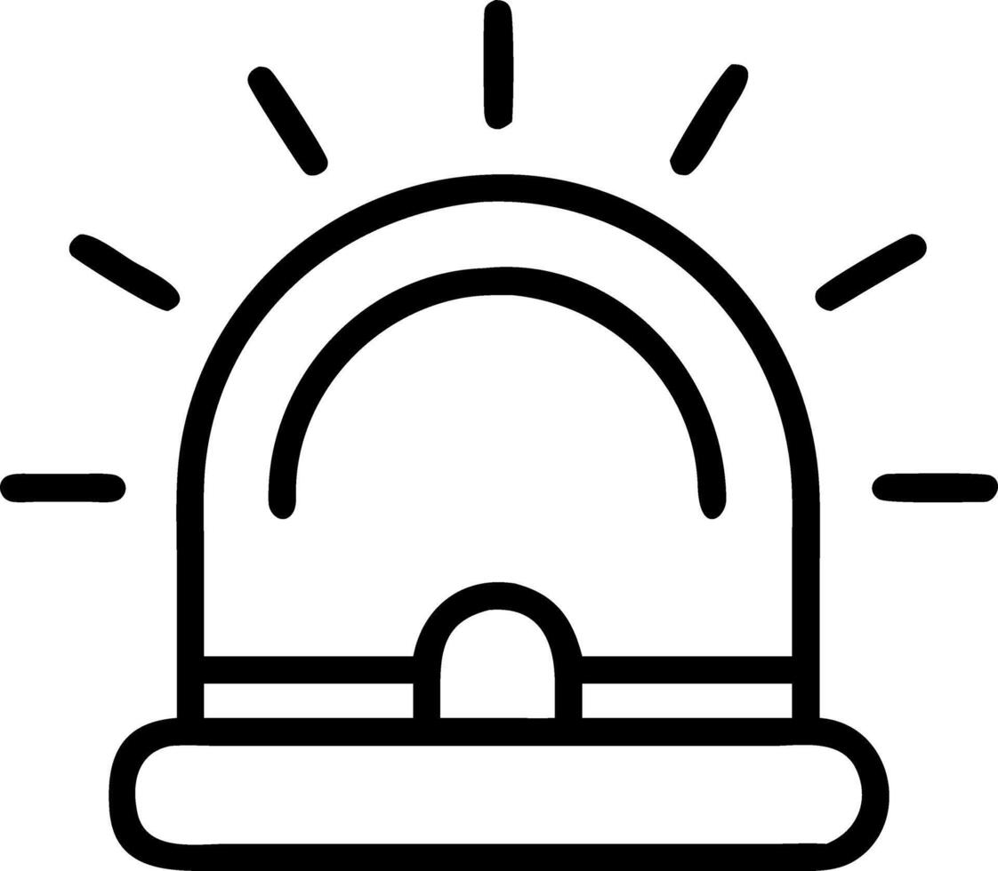 Illustration of a black outline siren with radiating lines emanating from the top of the siren dome vector