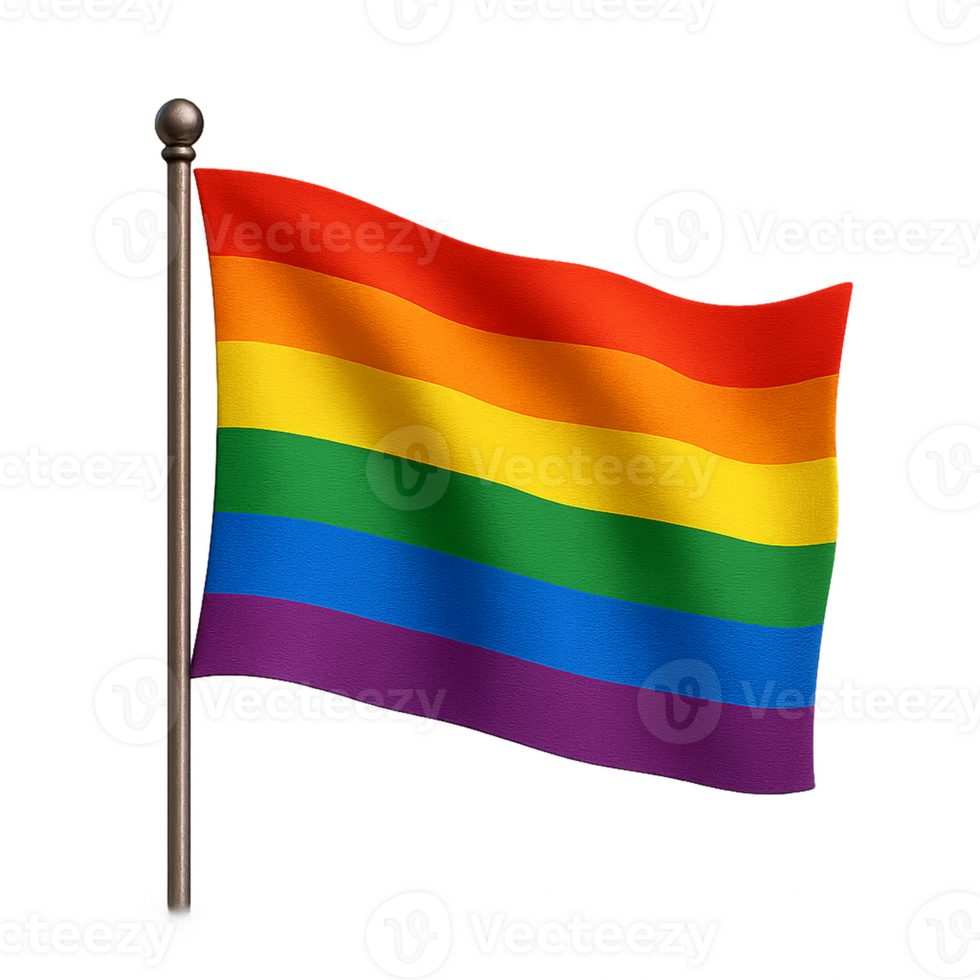 Rainbow pride flag waving on transparent background png