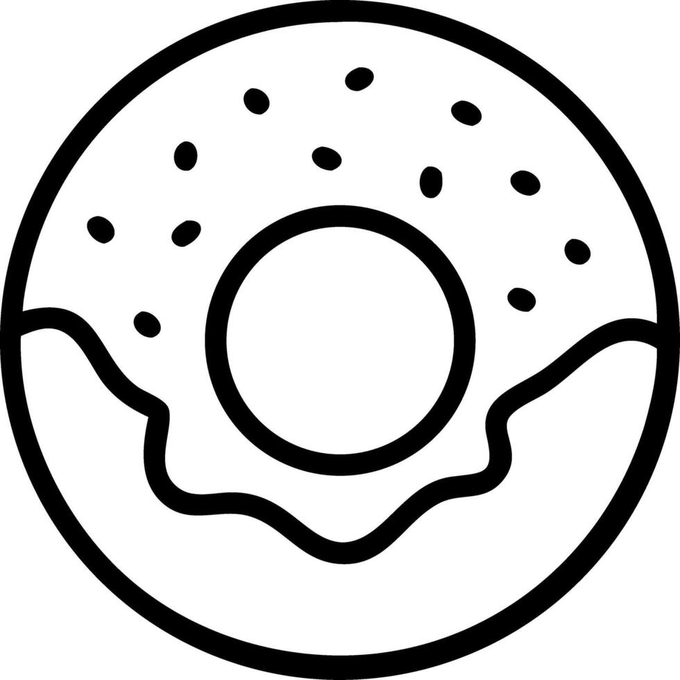 A donut is shown in a line drawing vector