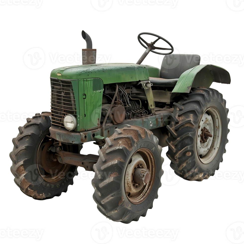Vintage Tractor in Green Color png