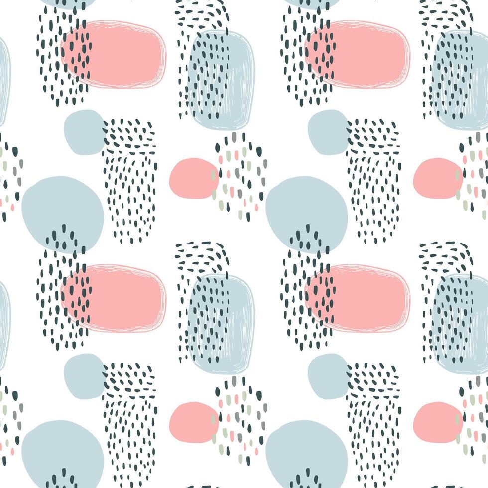Geometric abstract background. Hand drawn background in pastel colors. Seamless pattern with simple doodle shapes. vector