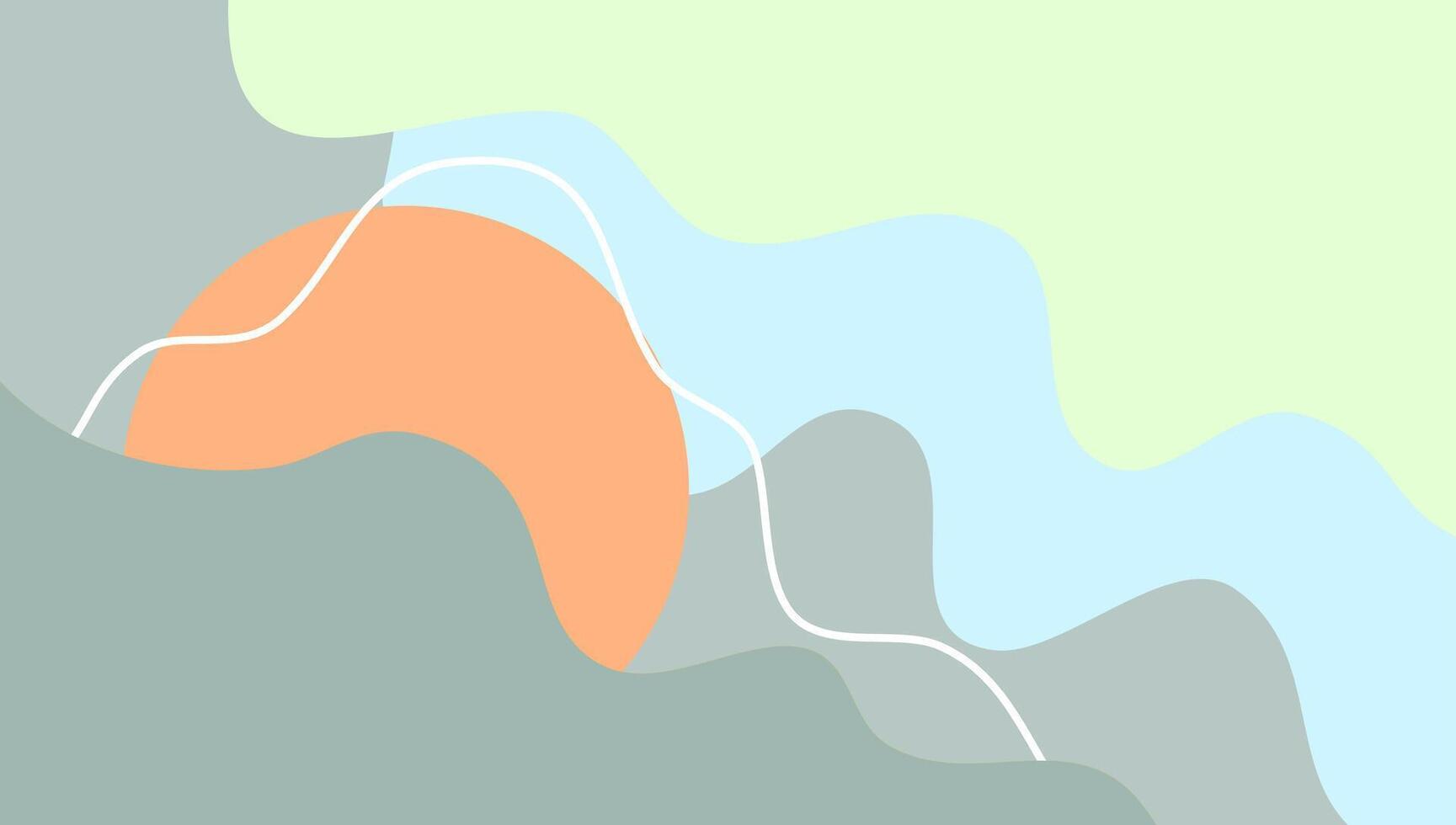 Sunrise over the mountains with wavy blue pastel gradient background. Elegant fluid or liquid design for wallpaper. vector