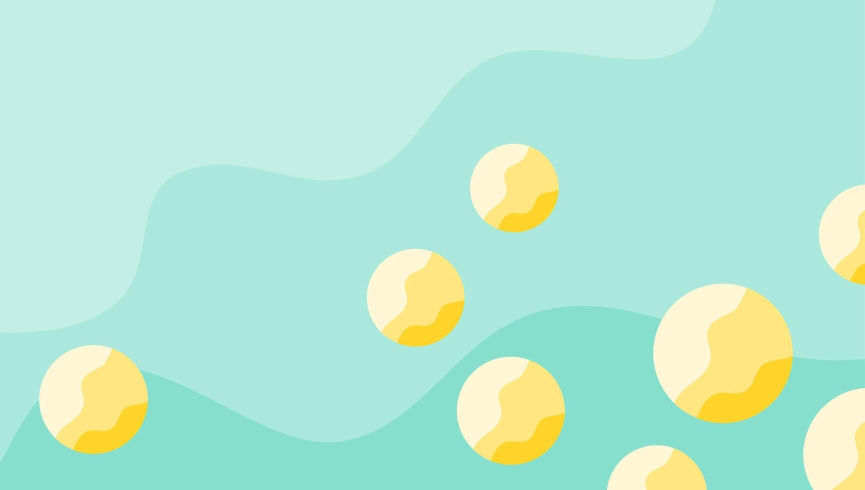 Abstract composition with yellow circles and a pastel color of blue. Minimalist soft elegant fluid or liquid design for wallpaper vector