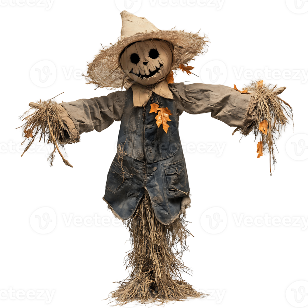 Smiling Scarecrow with Pumpkin Top png