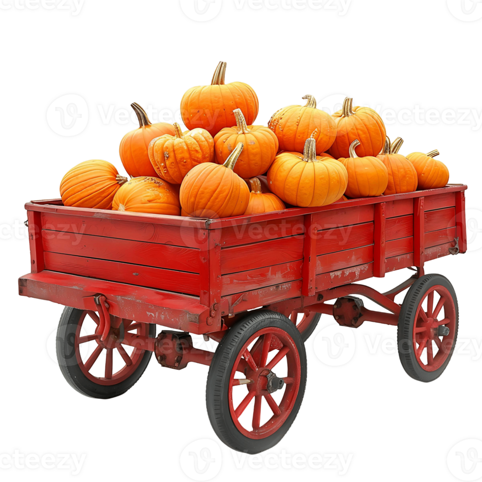 Traditional Wagon Filled with Pumpkins png