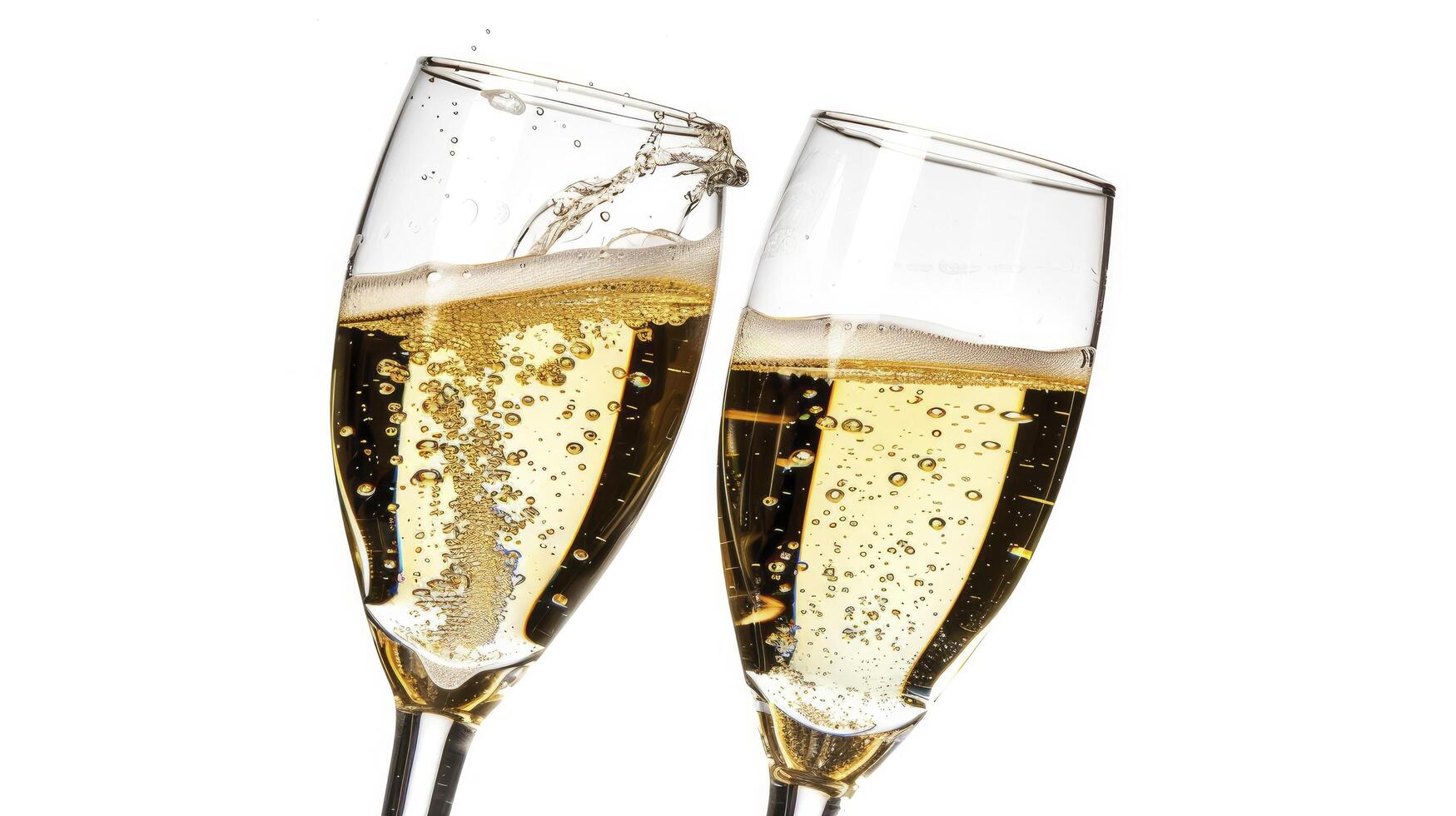 Two champagne flutes with bubbles photo