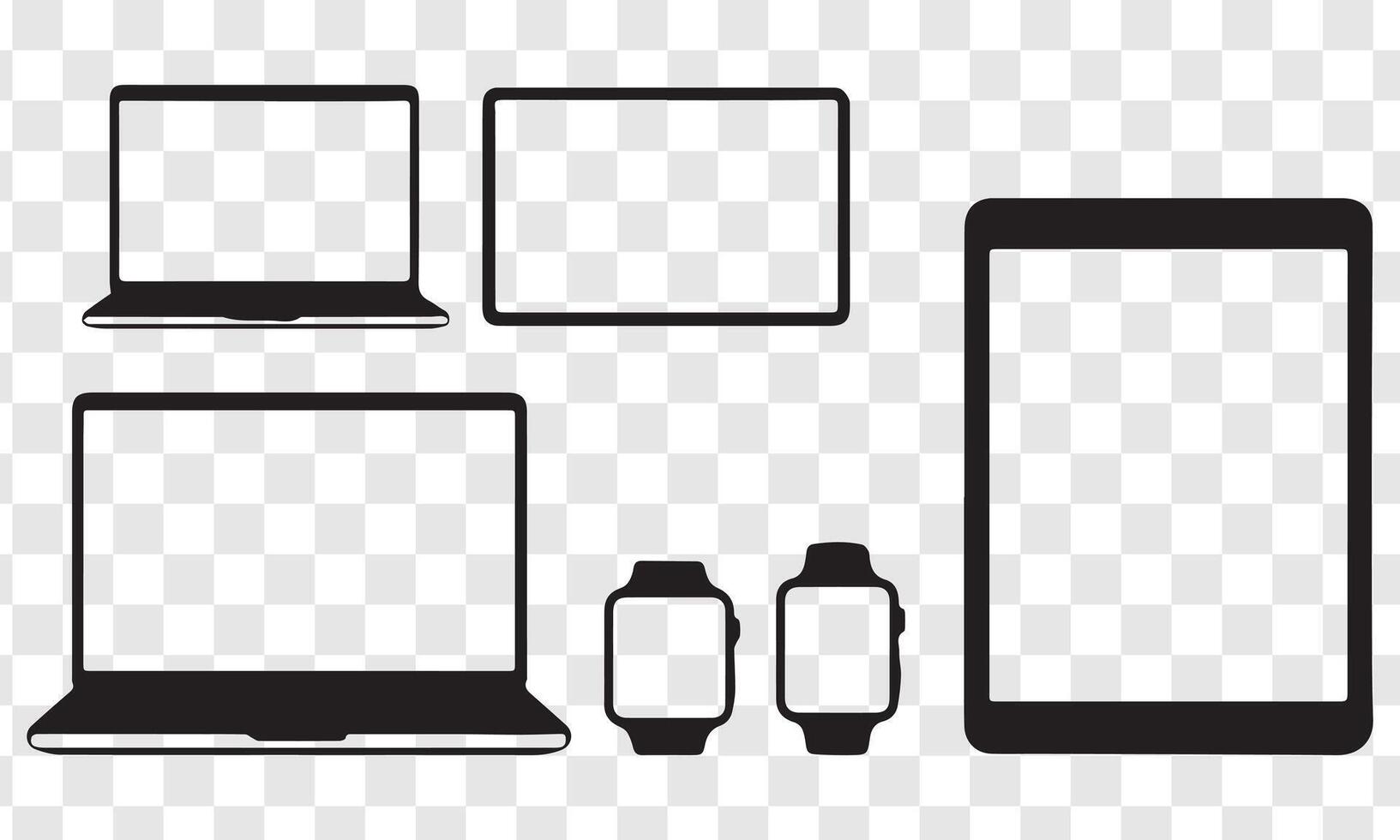 Smart gadgets mockup collection featuring tablet, laptop, and smartwatch vector