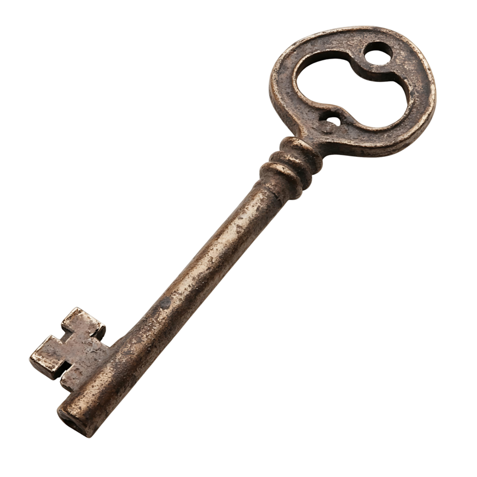 Antique Key with Central Hole Feature png