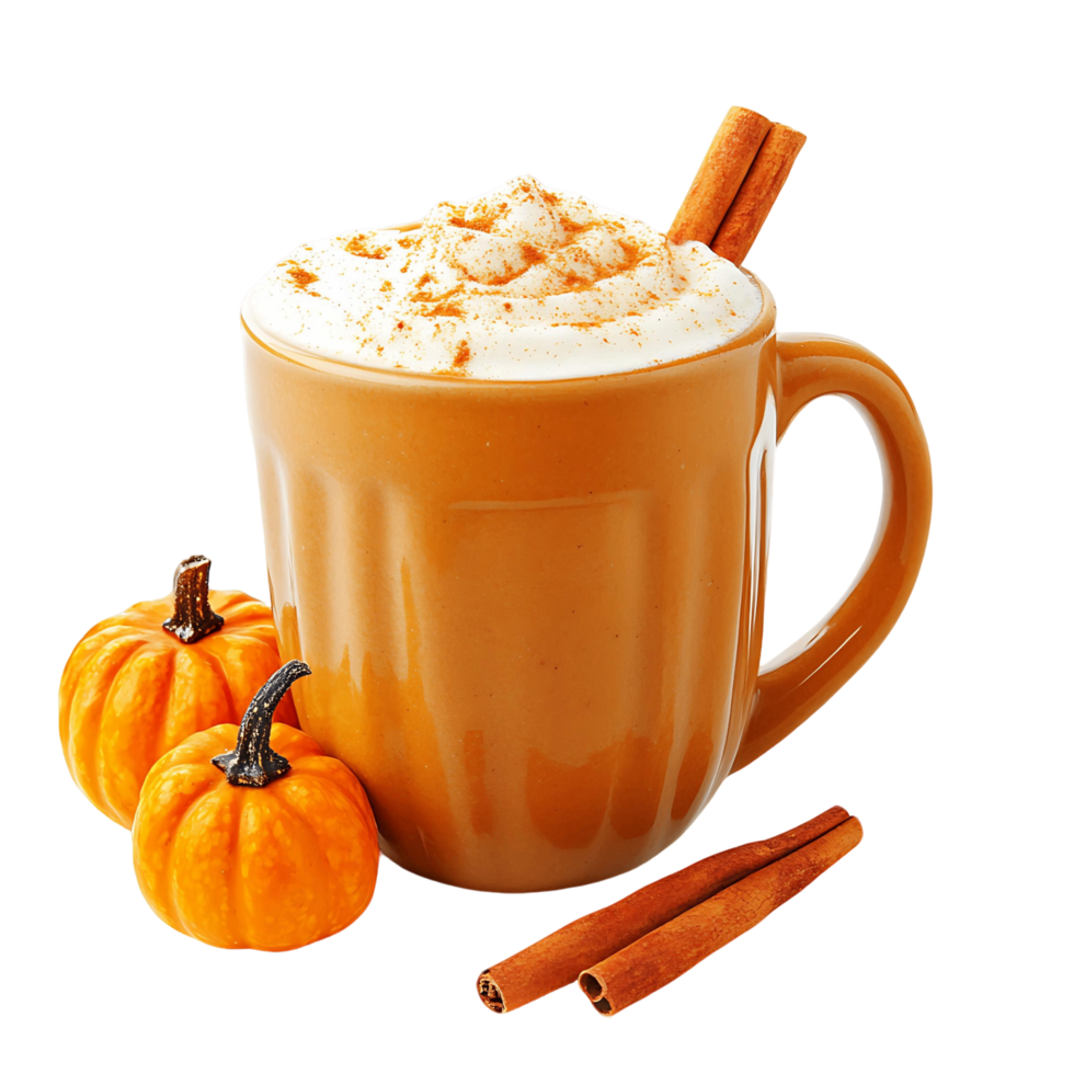 Coffee and Cinnamon with Orange Pumpkins png