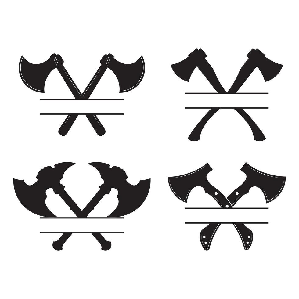 Axe Tool monogram, Fireman Axe, Crossed Axe, Viking Axe vector