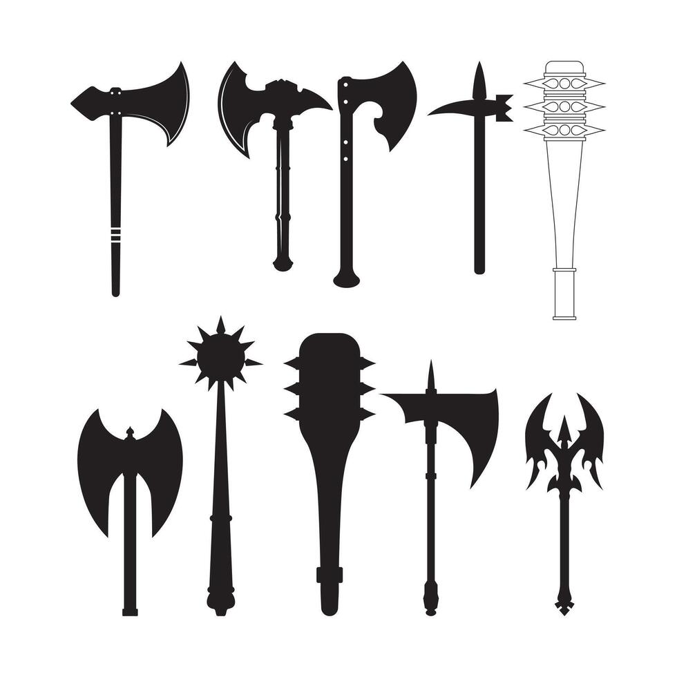 Medieval Weapon Silhouette, Medieval Weapon vector
