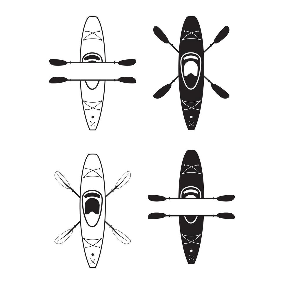 Kayak Split Monogram with Oars, Kayak Monogram, Kayak Paddle vector