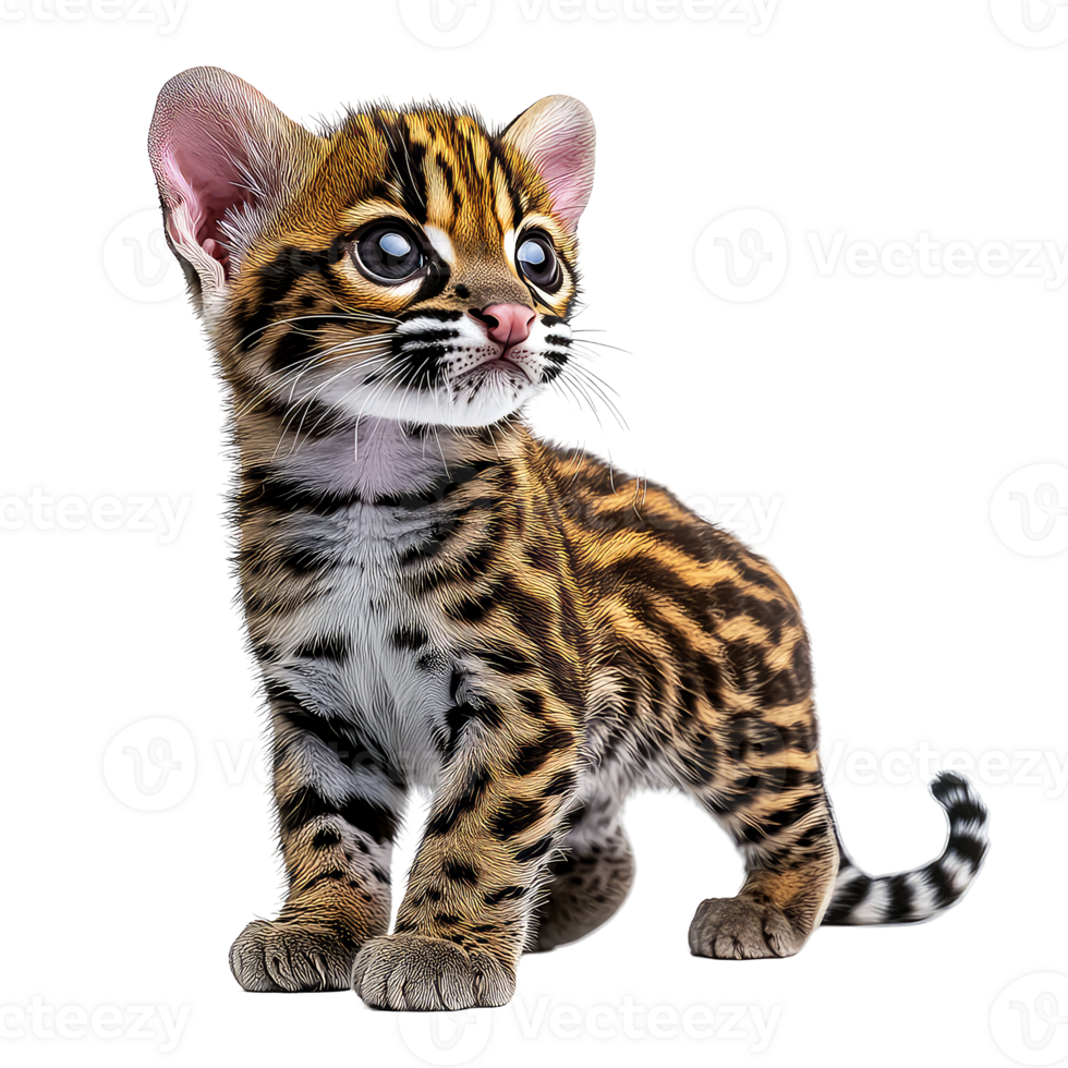 Adorable Ocelot Kitten A Captivating Wildlife Image png