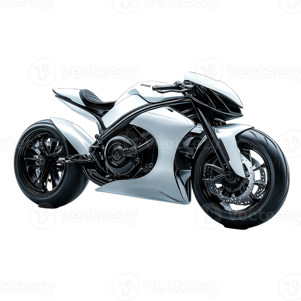 Futuristic Superbike Chrome and White Design png