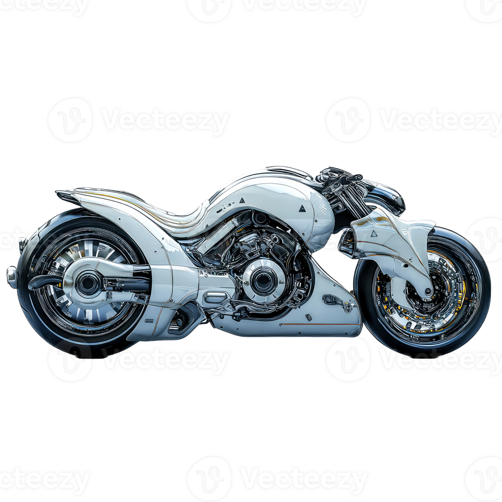 Futuristic Chrome Motorcycle A Digital Rendering of a Sleek, Powerful, and Stylish Concept Bike png